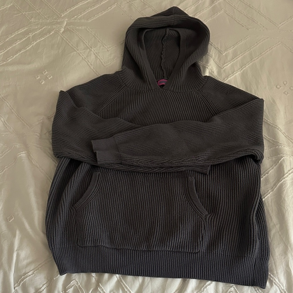 Edikted Dark Gray Ribbed Knit Sweater